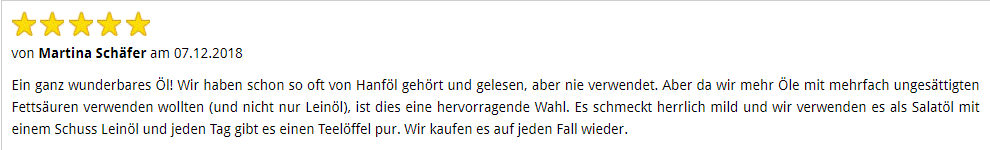 Dritter Erfahrungsbericht Hanföl